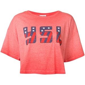 NWOT Pink USA YSL Crop t-shirt Size Small